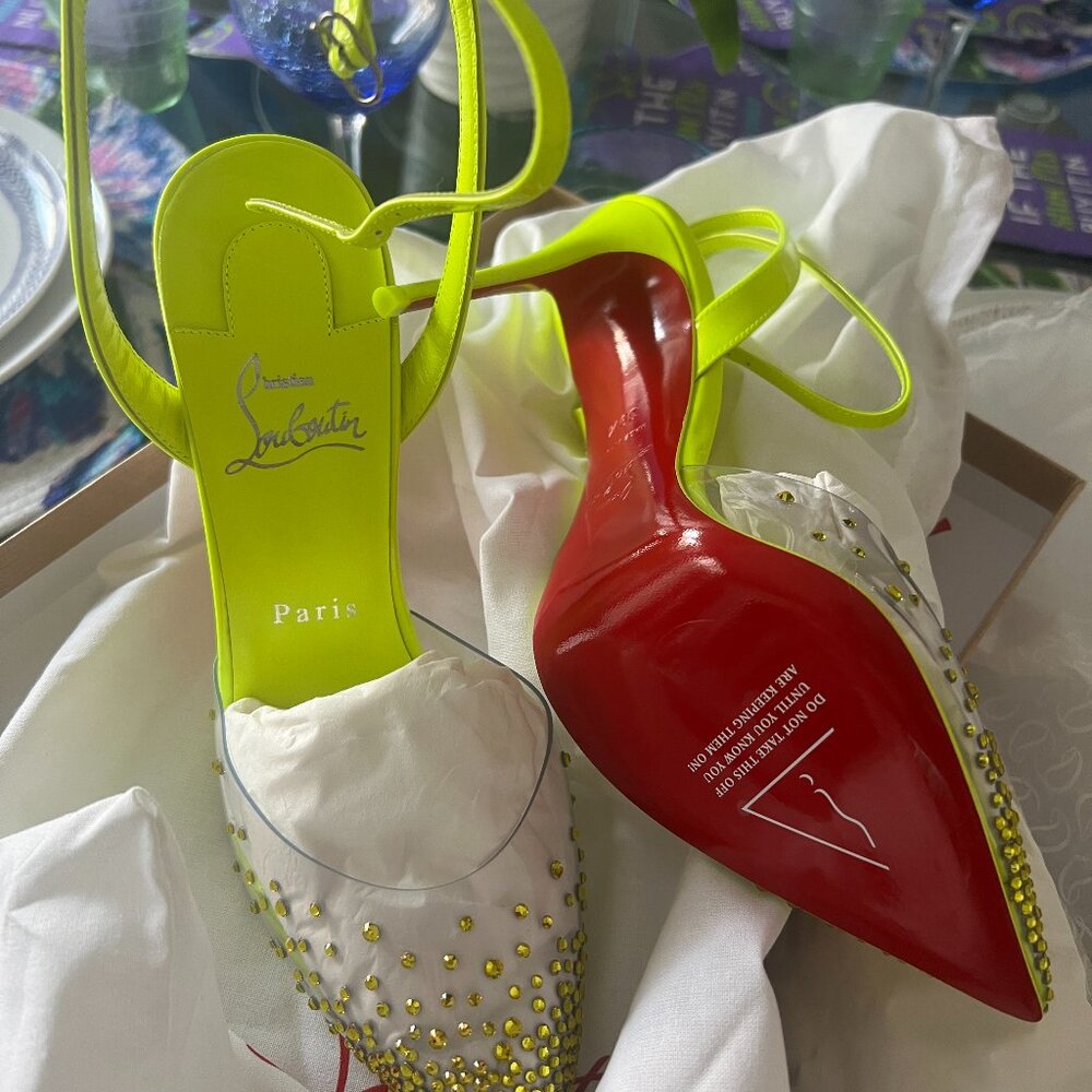 BNIB Christian Louboutin 39.5 Green Sparkle Heels